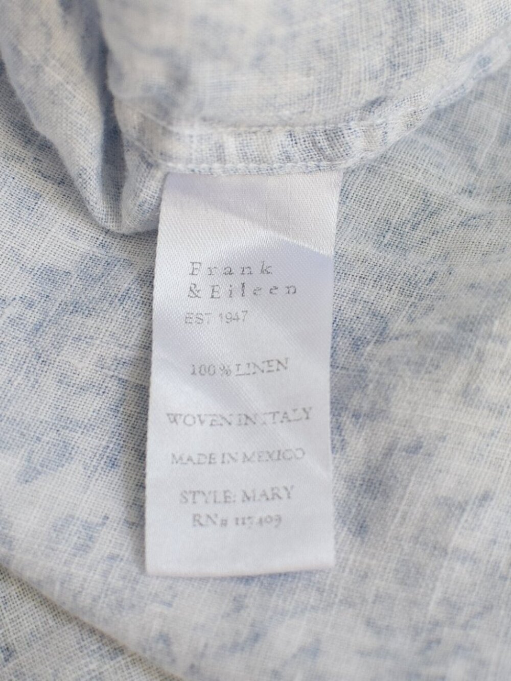 Frank & Eileen Mary Shirt Dress Linen Floral Blue White Size XS Coastal Heritage - Picture 13 of 15